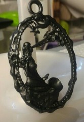 MaryBee Jewelry: 2 1/4″ Handpainted Black Fantasy Nude Pendant 12-01-2020 (B)