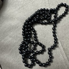 Long Purple Yellow Beige Turquoise Black Faux Pearl Necklace Length 25”