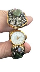 Vintage Lucerne Hinged Bracelet Watch with Ornate Stones And Beads Tested