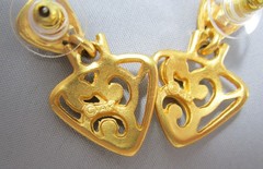 1 3/4″ Vintage ANNE KLEIN Matte Brushed Gold Tone Dangling Post Earrings 189V