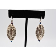 Vintage Dangle Earrings Silver Tone Beaded Shiny Pattern Cocktail 1990s BinAK