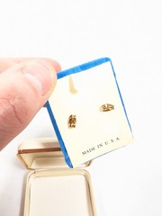 Vintage Corocraft 14kt Gold Post Cameo Earrings in Box