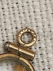 Vintage 12k GF Glass Pendant With Natural Yellow Gold Nuggets 22k