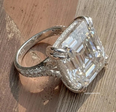 10 CT Art Deco Style Lab Created Asscher Cut Wedding 14K White Gold Plated Ring