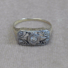 Antique 14K Yellow Gold and Platinum 5-Stone Diamond Ring Sz. 6.25 * JJ399