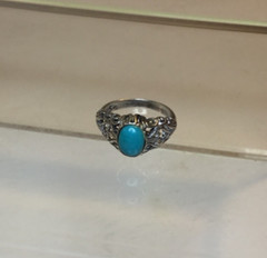 Vintage Turquoise Sterling Silver Ring, Size 5.50