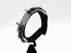 NAVAJO $600 Natural Turquoise Sterling Silver WATCH BANGLE Bracelet 30g
