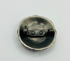 Vintage Black Faceted Glass Stone Brooch ~ Silver Tone Southwestern Style