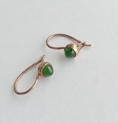 Vintage Earrings Nephrite Stones Gilding Silver 875 star USSR time Women Jewelry