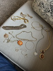 11 Pc Lot Necklaces Bracelets Brooches Many GoldTone