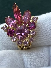 Vntg. Juliana D & E Pink Rhinestone Bracelet & Earring Set Verified D&E 5-Link