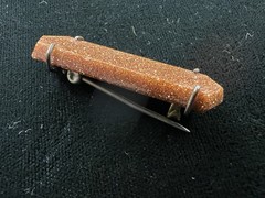 Vintage GOLDSTONE Art Deco Hexagon Bar Pin Brooch Vg+++