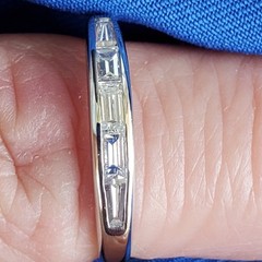 Original EARTH MINED DIAMOND slim Wedding BAND Antique PLATINUM Stacking RING