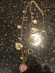 B & J Rose & Gold Tone Charm Necklace And Bracelet Set Hearts, Leaves, Frog,…