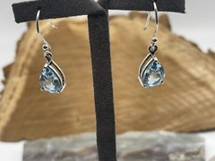 Nice Natural Blue Topaz teardrop Sterling Silver Hook Dangle Earrings–896.24