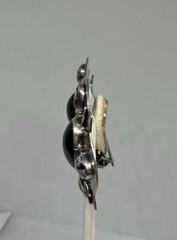 Vikki Carr Estate Native American Onyx Agate Silver Earrings Certificate Authent