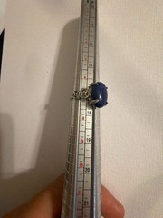 Vintage Sterling Silver Lapis Lazuli Chinese Coin Motif Ring Size 7.5