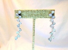 Genuine Polki Cut Diamond Sterling Silver Tennis Earrings 1.35 CT 7.9gr