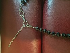 Vintage Black Faceted Glass Bead Choker Necklace Silver Tone Extender Chain