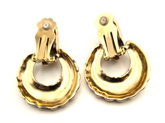 Vintage Shiny Large Clip-On Huggie Earrings Gold/Silver Tone 1970s-1990s