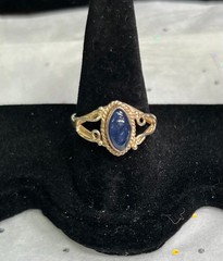 Vintage 925 Sterling Silver Blue Tourmaline Stone Size 8