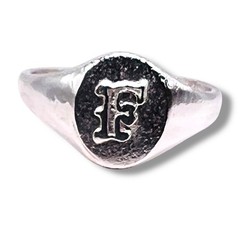 Initial Letter F Signet 925 Sterling Silver Child Baby Woman Pinky Ring Sz 3.25