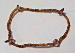 Brown & Clear Rose Tinted Plastic Beads Stretch Bracelet