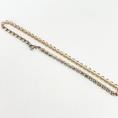 Vintage AB Rhinestone Choker Gold Tone Sparkly Glam Necklace 14.5″