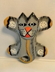 Handmade Wooden Whimsical Cat Brooch (169 – 2485)