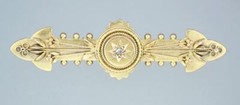 Devine Antique Victorian Etruscan 15K Gold Diamond Floral Brooch Pin Pendant