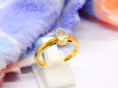 14k Gold Plated Natural Diamond Ring, Rose Cut Diamond 925 Sterling Silver Ring