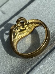 Vintage Black Crystal Rhinestones Openwork Swirls Scrolls Climber Ring Size 7.75