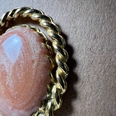 Vintage Earrings Fashion Jewelry Retro Peach Swirl Costume Stud Dangle Oval Used