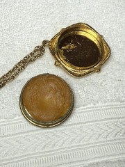 Vintage Revlon Gold Tone Red Glass Perfume Poison Locket Pendant Necklace