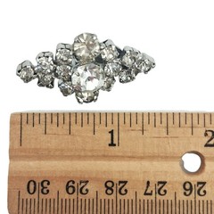 Vtg 1950 Midcentury Prong Set Rhinestone Cluster Climber Clip Earrings 1.5″