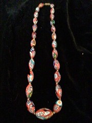 Amazing Vintage MOSIAC Venetian Glass Graduated Beaded Necklace