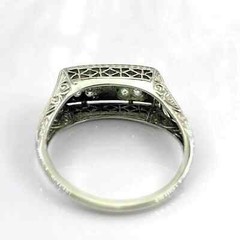 Art Deco 2.90 Ct Lab Diamond Filigree Ring 14K Gold Plated Sterling Silver