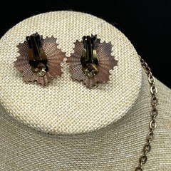 Vintage Copper Necklace and Clip-on Earring Chain Metal Clusters