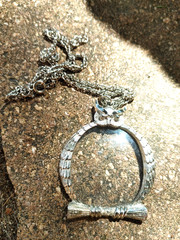 Vintage Silver Tone Magnifying Glass Owl 2” Pendant Necklace 24” Chain