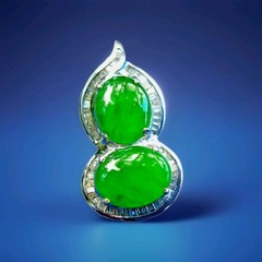 Original EARTH MINED Jadeite JADE DIAMOND Deco Pendant Medallion 18K WHITE GOLD