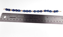Vintage Lapis Lazuli Bracelet 14K Yellow Gold Clasp Etched Beads Hand Knotted 8″