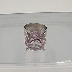 Vtg Svedboms Swedish Sterling Amethyst Ring, Modernist Sculptural, 8g, Sz 5.5