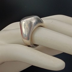 Chunky Sculptural Sterling Silver Ring Modernist Asymmetrical Puffy Bold 925 VTG