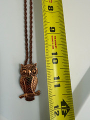 Vintage Solid Copper Owl Pendant Necklace Mid Century 1970s Nature Wildlife Boho