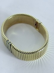 Vintage Monet Designer High End Signed Rhinestone Gold Tone Stretchable Bracelet