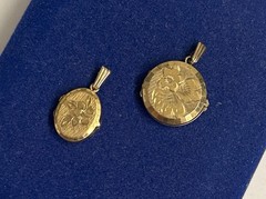 5g 2x Filigree Floral gold filled Locket Lot RG Gf Pendant Vtg Victorian