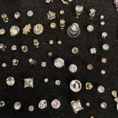 Vintage Unmatched Earrings Lot of 110 All Rhinestones For Crafts Junk Jewelry