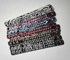Zebra Print Rhinestone Wrap Bracelets Snap Leather Crystal Cuff Bracelet 12 pcs