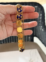Vintage Sporrong Stockholm Swedish Heritage Crown Royal Blue Enamel Bracelet