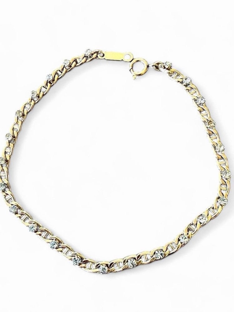 Vintage Signed KREMENTZ 14k Gold Overlay Mariner Link Tennis Bracelet
